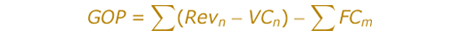 'Equation for Gross Operating Profit (GOP)