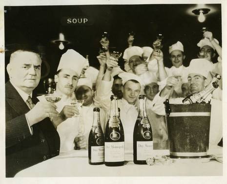 The Waldorf=Astoria in 1933: Oscar Tschirky and kitchen staff celebrating the end of Prohibition