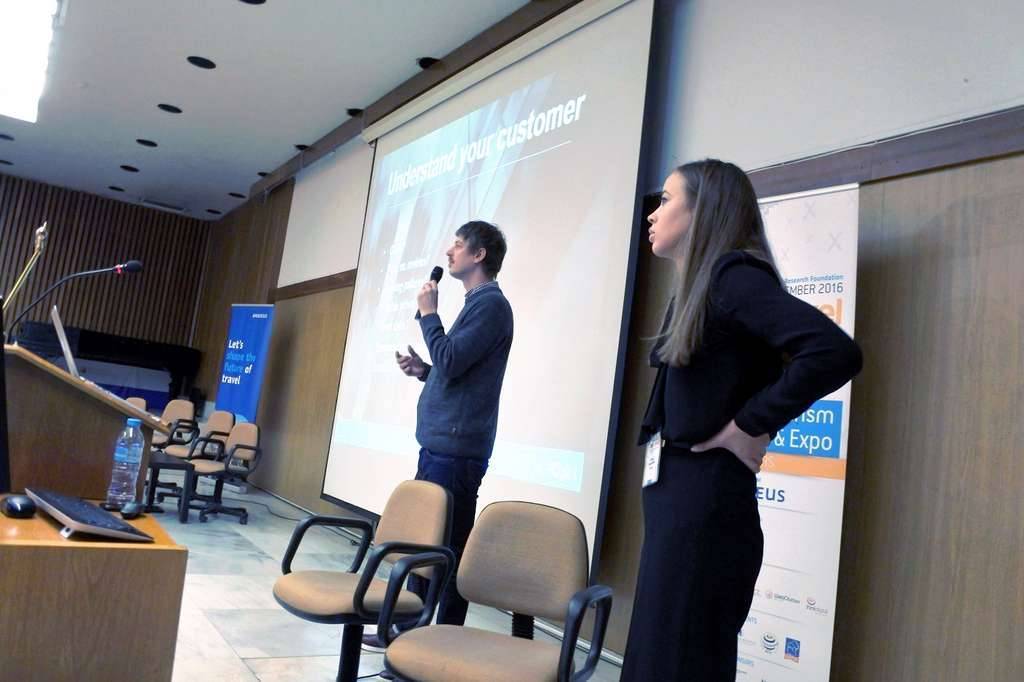 HQPlus Head of Sales, Philipp Selzer (left) joined by Xenia Nartschick for a well received data/revenue presentation — Photo by Hospitality Net