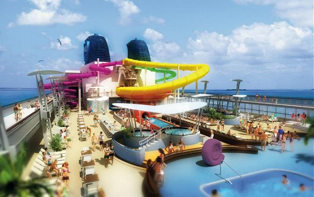Cruise Ships Add Waterslides & Aqua Parks | Floating Hotel Waterpark Resorts Race to Compete for Families — Photo by JLC Hospitality Consulting, Inc.