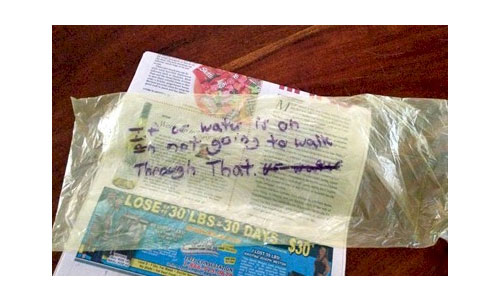 "if your water is on, I'm not going to walk through that"— Photo by Hospitality Excellence, Inc.