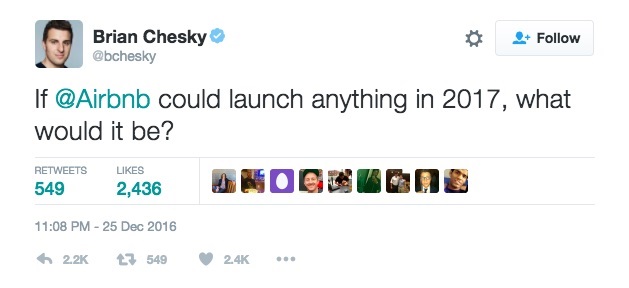 Airbnb's CEO Took to Twitter to Ask His Users for Product Feedback: | By Alex Shashou— Photo by ALICE