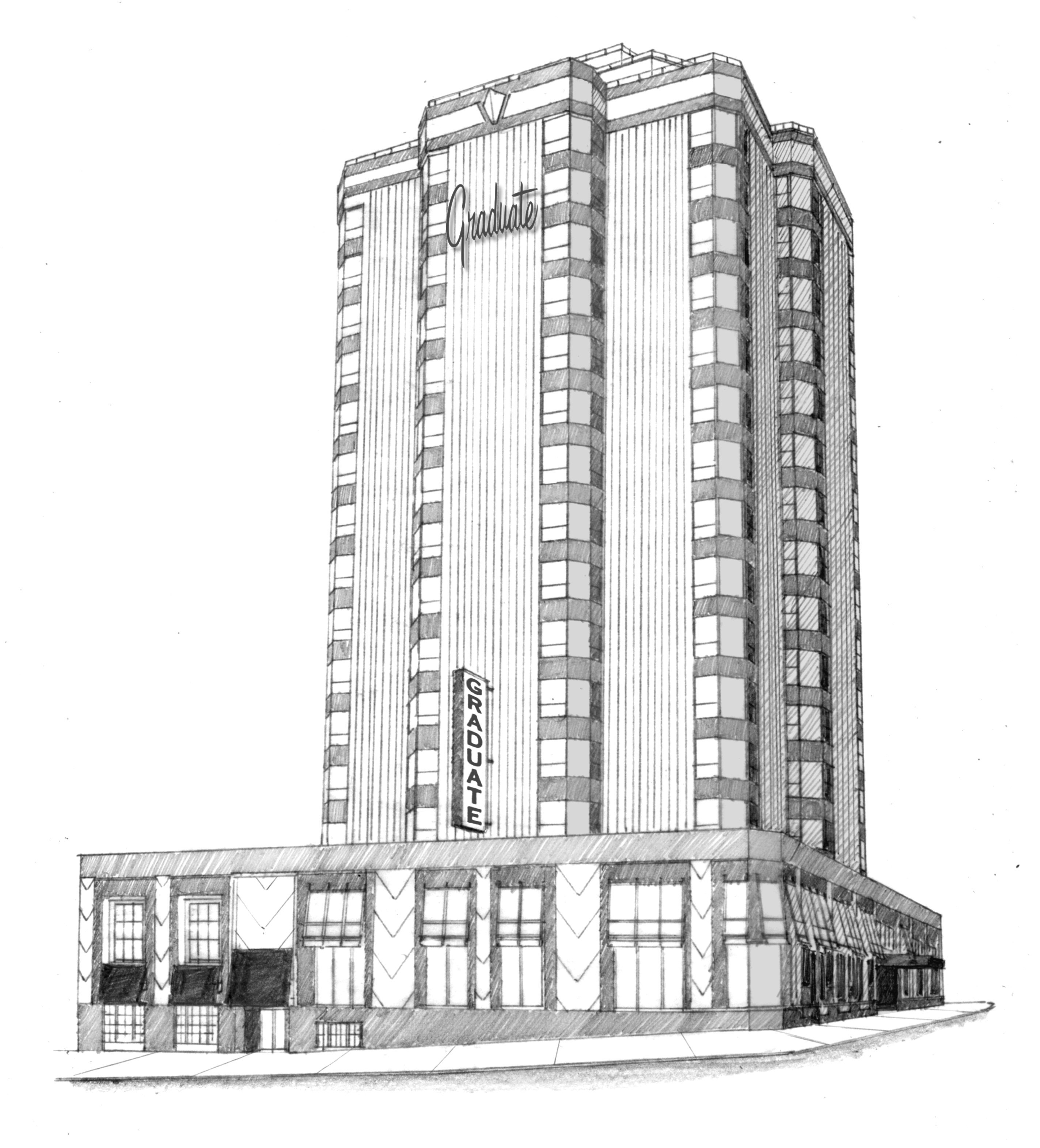 AJ Capital Partners has announced the acquisition of the historic Hotel Deca in Seattle, which will undergo a 
renovation and be converted into a Graduate Hotel. The sixteen-story, 158-room, full-service hotel, located on 
Brooklyn Avenue adjacent to the University of Washington in the University District of Seattle, will undergo a 
renovation in late 2017 and will be converted into a Graduate hotel, to reopen late spring 2018.  The renovation will 
touch all guestrooms, common areas, meeting and event spaces, fitness center and the hotel lobby.  In addition, 
Graduate Hotels will introduce a lobby bar, as well as a rooftop bar and restaurant with 360 degree views of 
downtown Seattle and Mount Rainier. 
— Photo by AJ Capital Partners