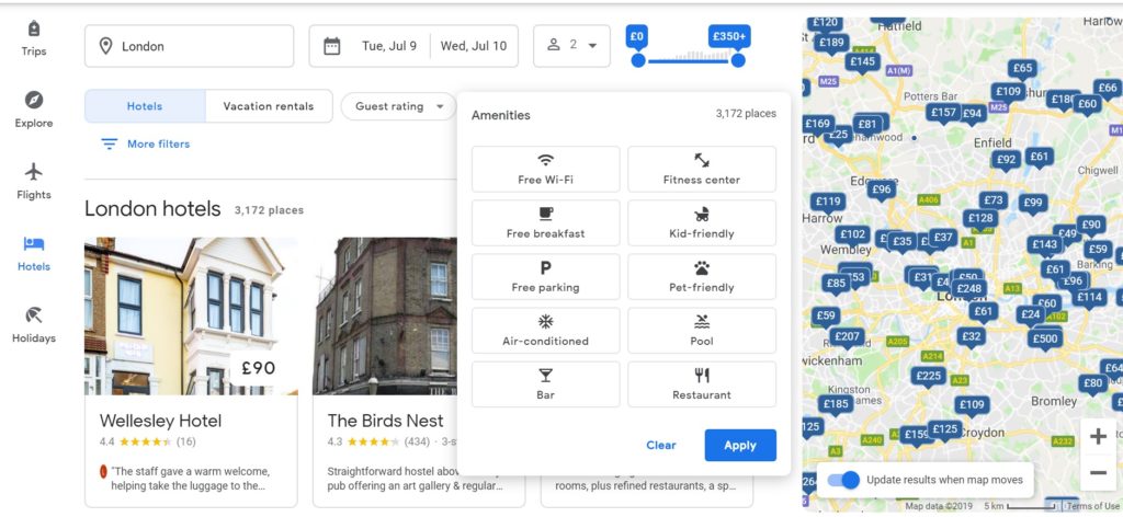 Search for hotels on Google - Travel Help