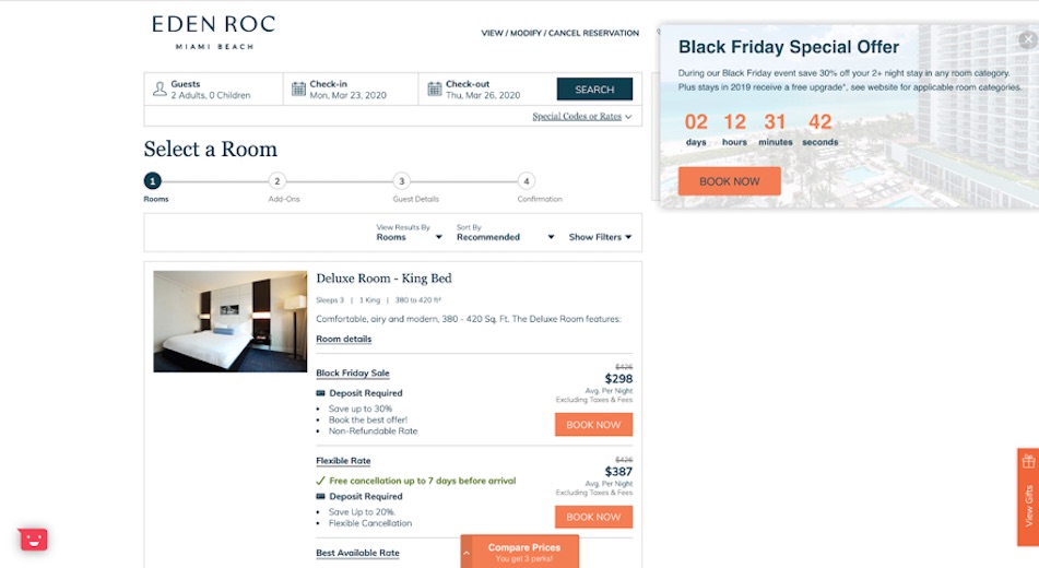 Layer within the booking engine with an offer encouraging longer stays — Photo by The Hotels Network