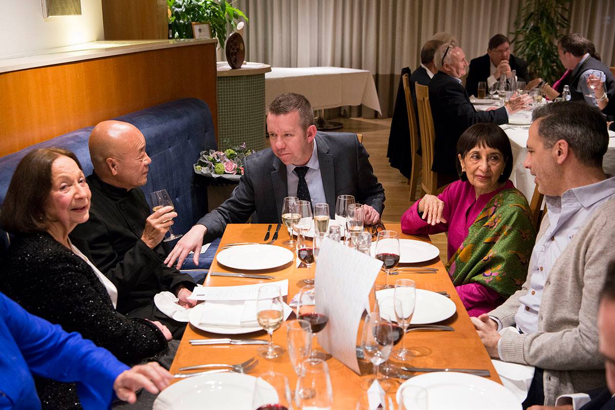 Donald Sloan with food writers and broadcasters Claudia Roden, Ken Hom OBE, Madhur Jaffrey CBE and Yotam Ottolenghi (2016)— Photo by The Oxford Cultural Collective