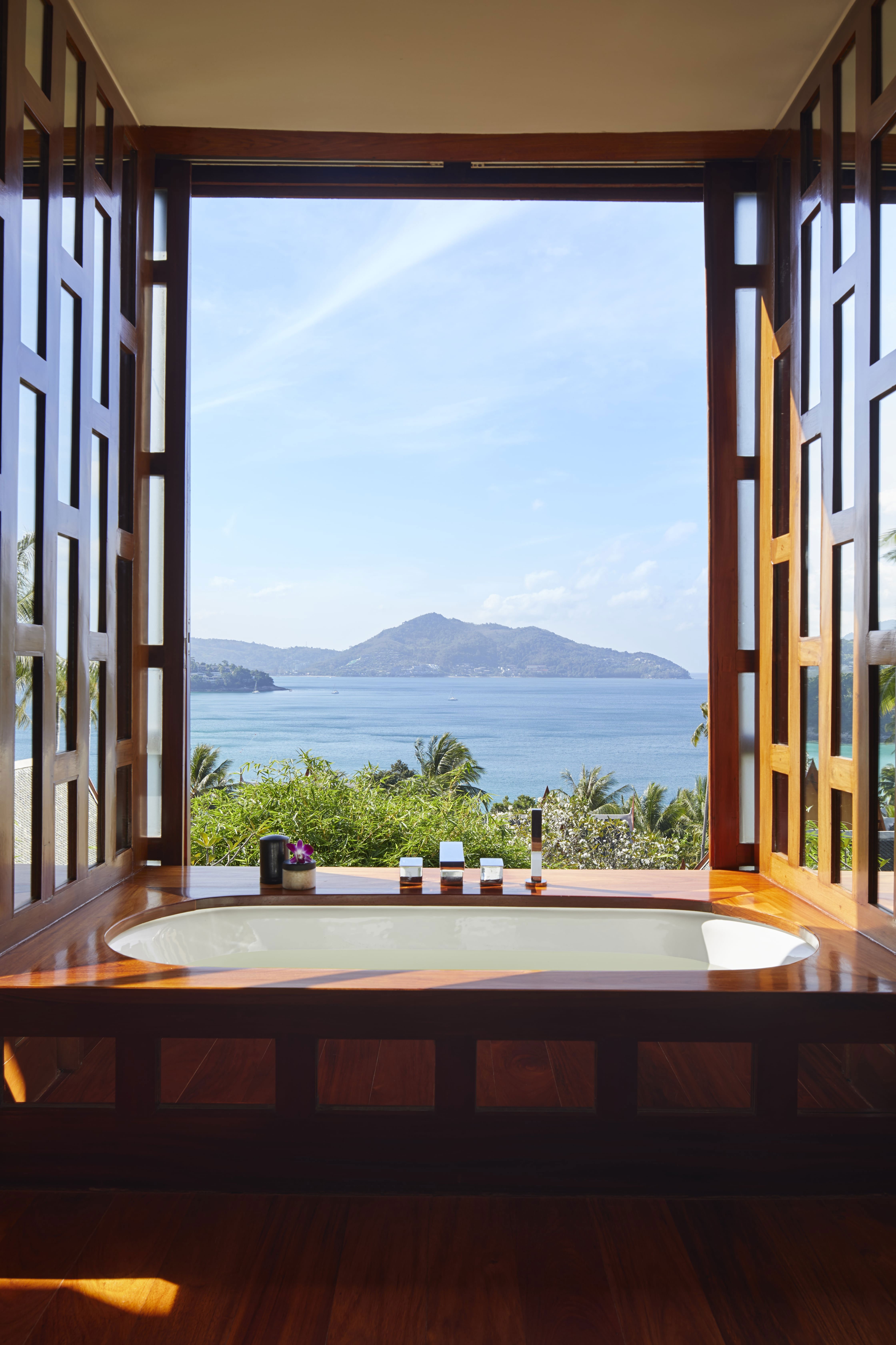 Villa bathroom with view, Amanpuri, Thailand— Photo by courtesy Aman