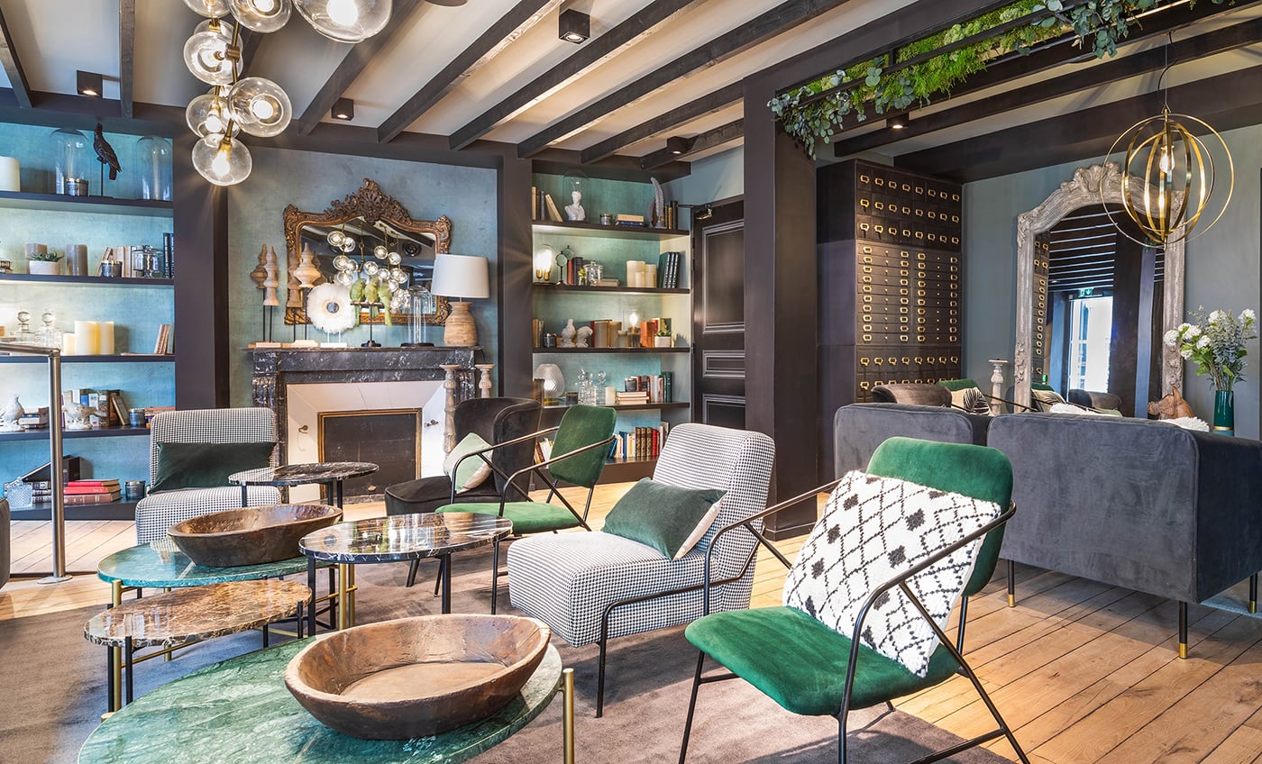 The Maisons du Monde hotel lounge has a distinctively homely vibe, and can serve as a showroom for the brand’s products. — Photo by Creative Supply