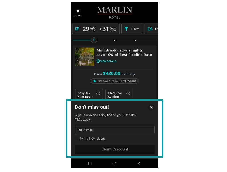 Marlin Hotel – Email Capture Layer — Photo by The Hotels Network