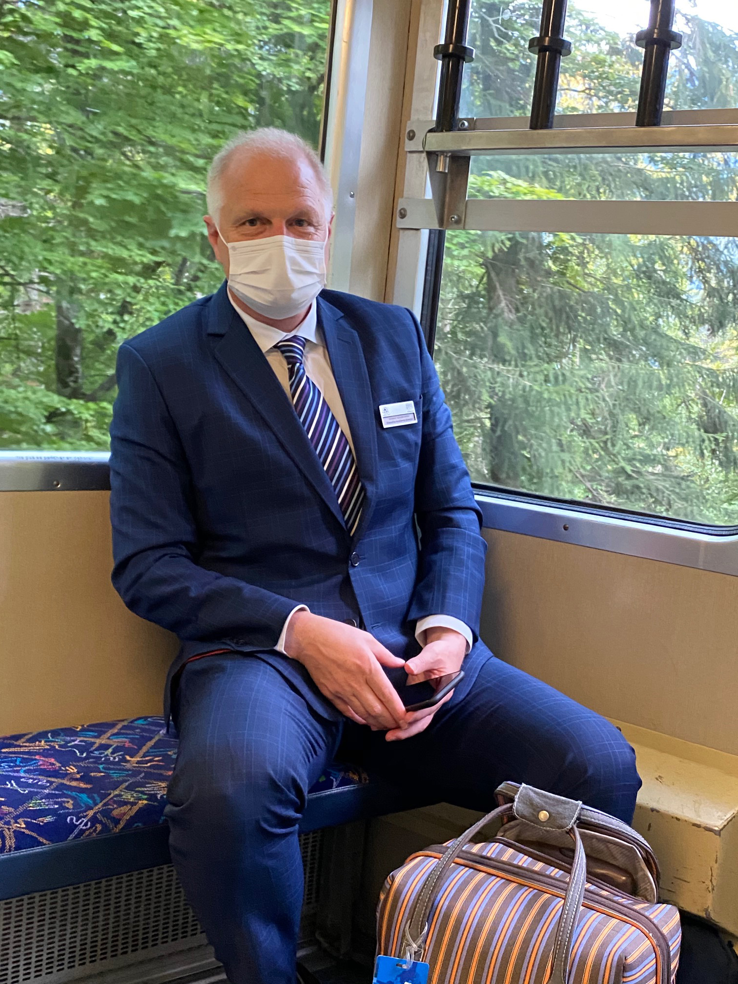 As dean of a multi-campus school, Dominic Szambowski frequently travels by train between Leysin and Caux.

— Photo by Swiss Education Group