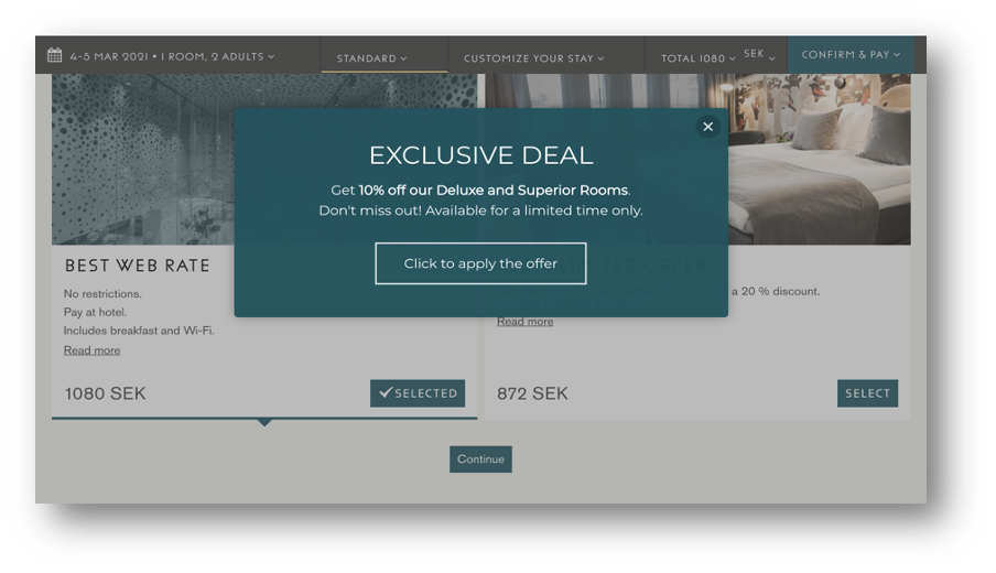 Layer with a 1-click promo code for UK visitors — Photo by The Hotels Network