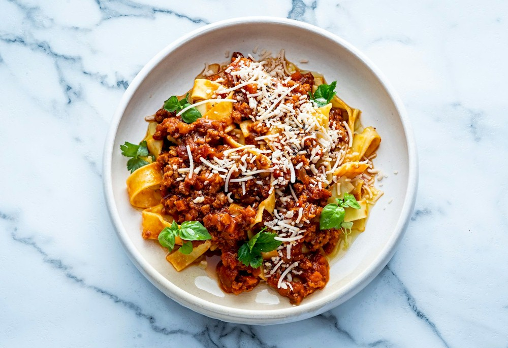 Remington Hotel's vegan bolognese dish, which is featured on its menus across the country.— Photo by Remington