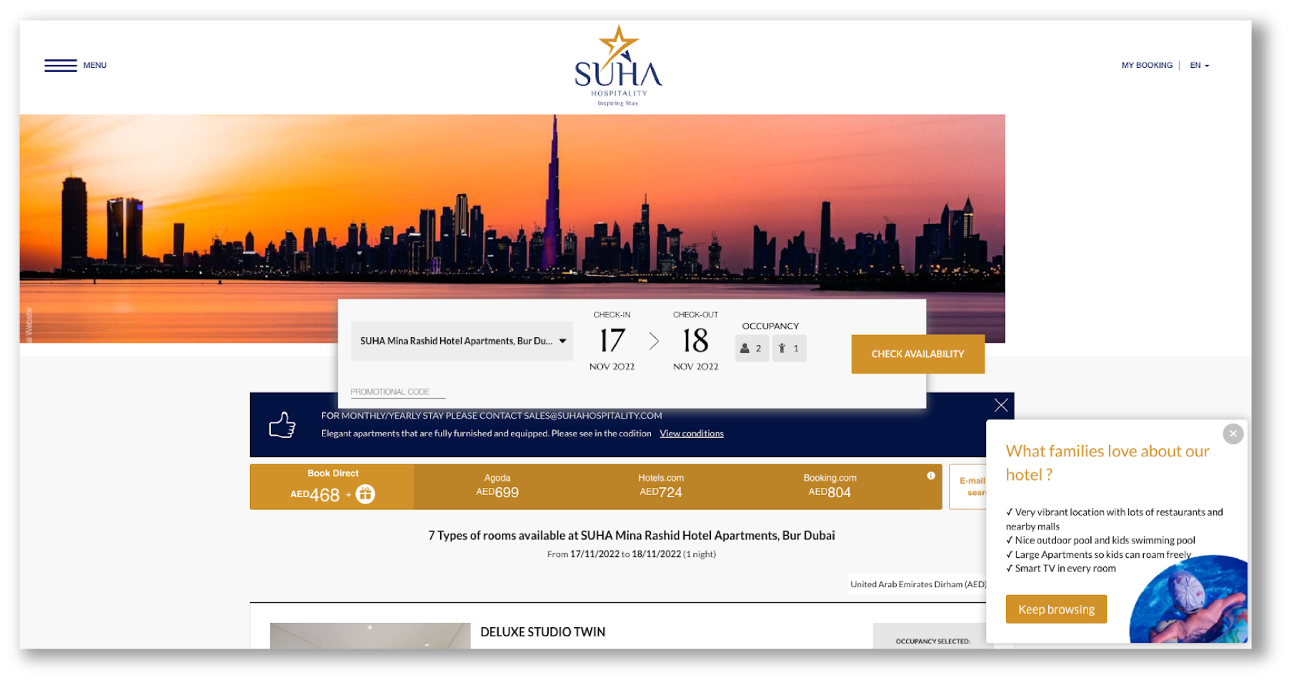 Price comparison feature displayed within the booking engine — Photo by The Hotels Network