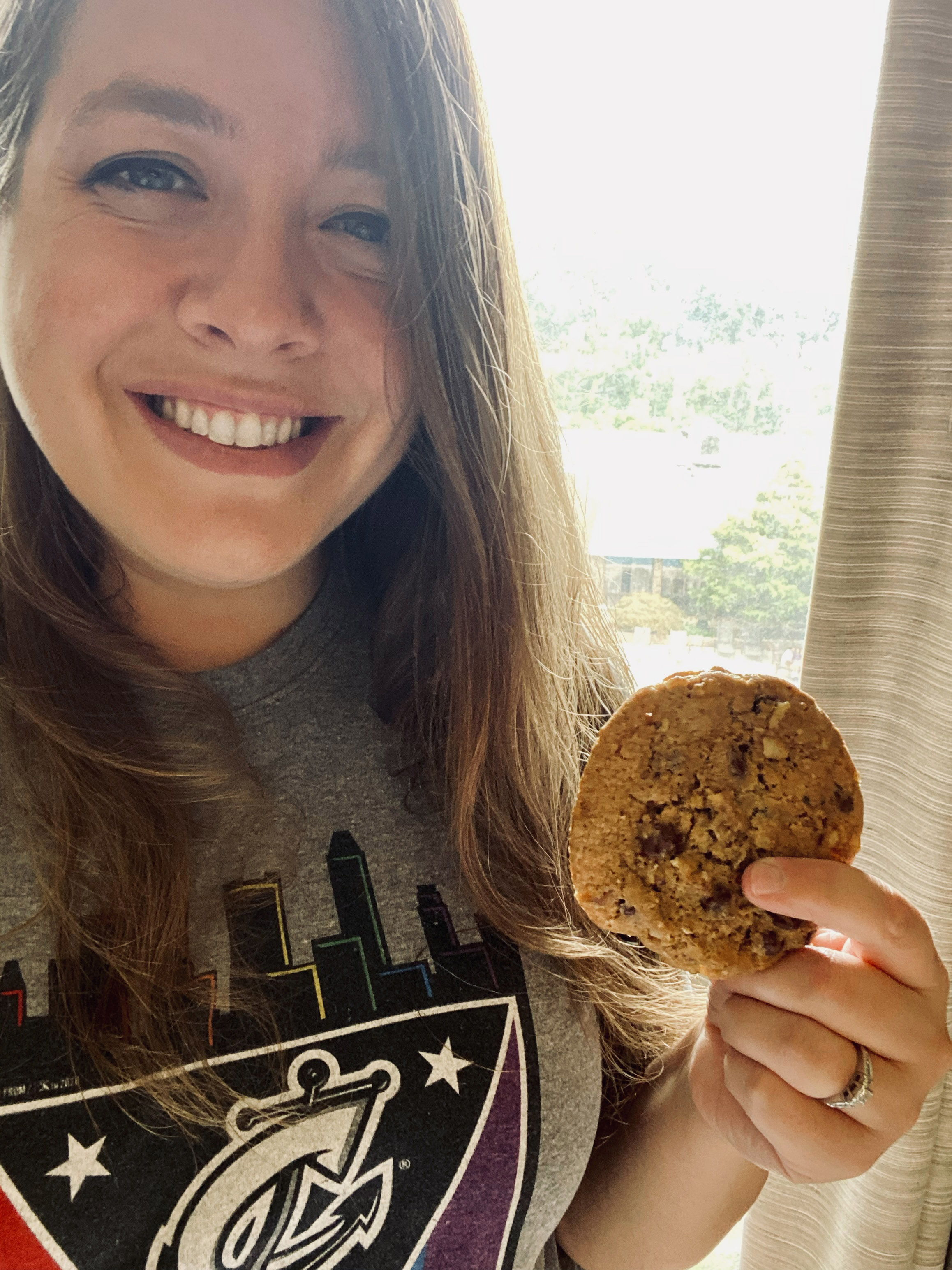 DoubleTree Doodle Social Media Contest Winner Sarah Allgire with a DoubleTree chocolate chip cookie— Photo by Hilton