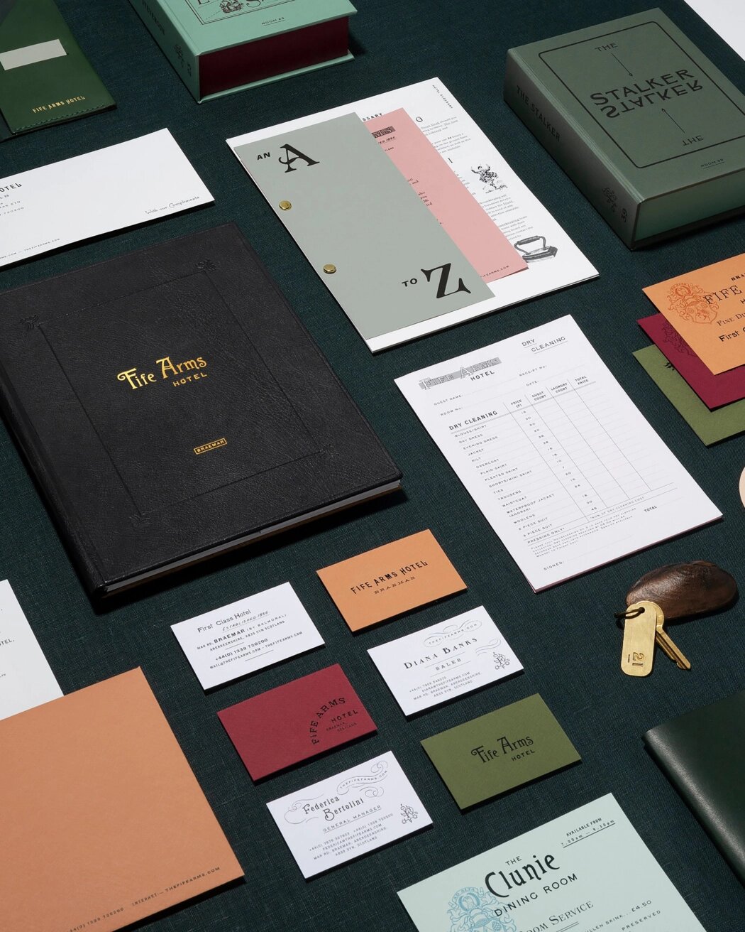 Stationery is a useful and inexpensive way to display a hotel’s identity. At the Fife Arms, the sheer range of stationery matches the hotel’s maximalist design ethos and quirky personality.
— Source: Creative Supply