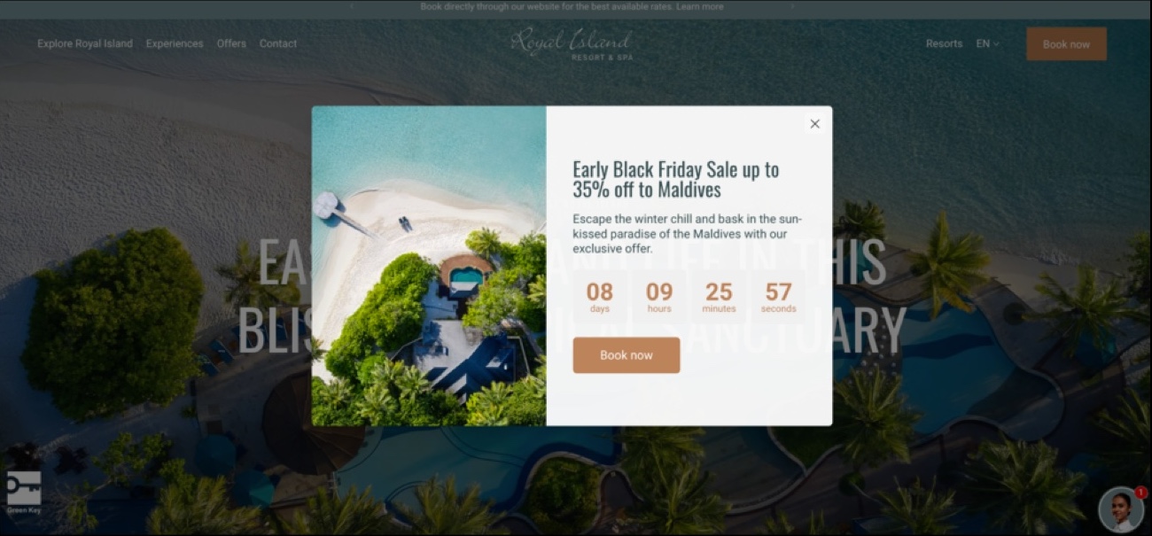 Early Black Friday offer message featuring a countdown clock — Photo by The Hotels Network
