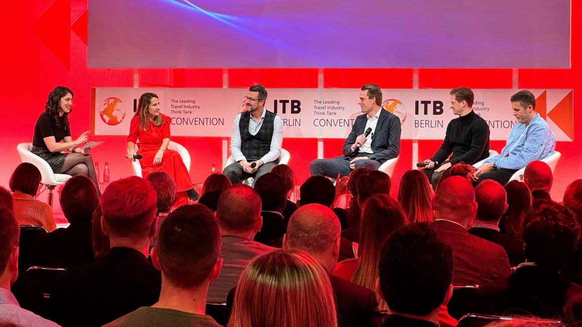 Wietse Bijzeit speaking at ITB 2024 ANALYSISLEARN Hotel Technology Trends (or Hypes?) – A Panel of Industry Leaders at ITB Berlin — Photo by Shiji