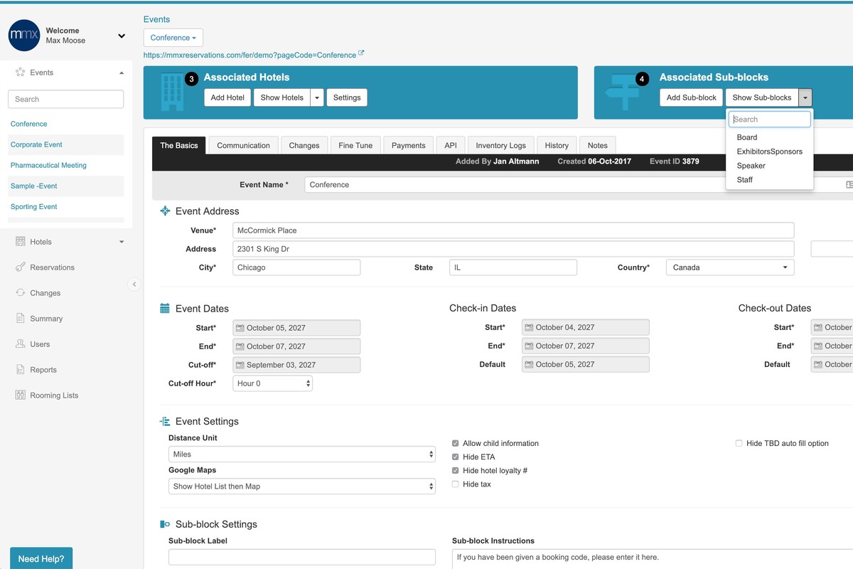 Room Block Management Software