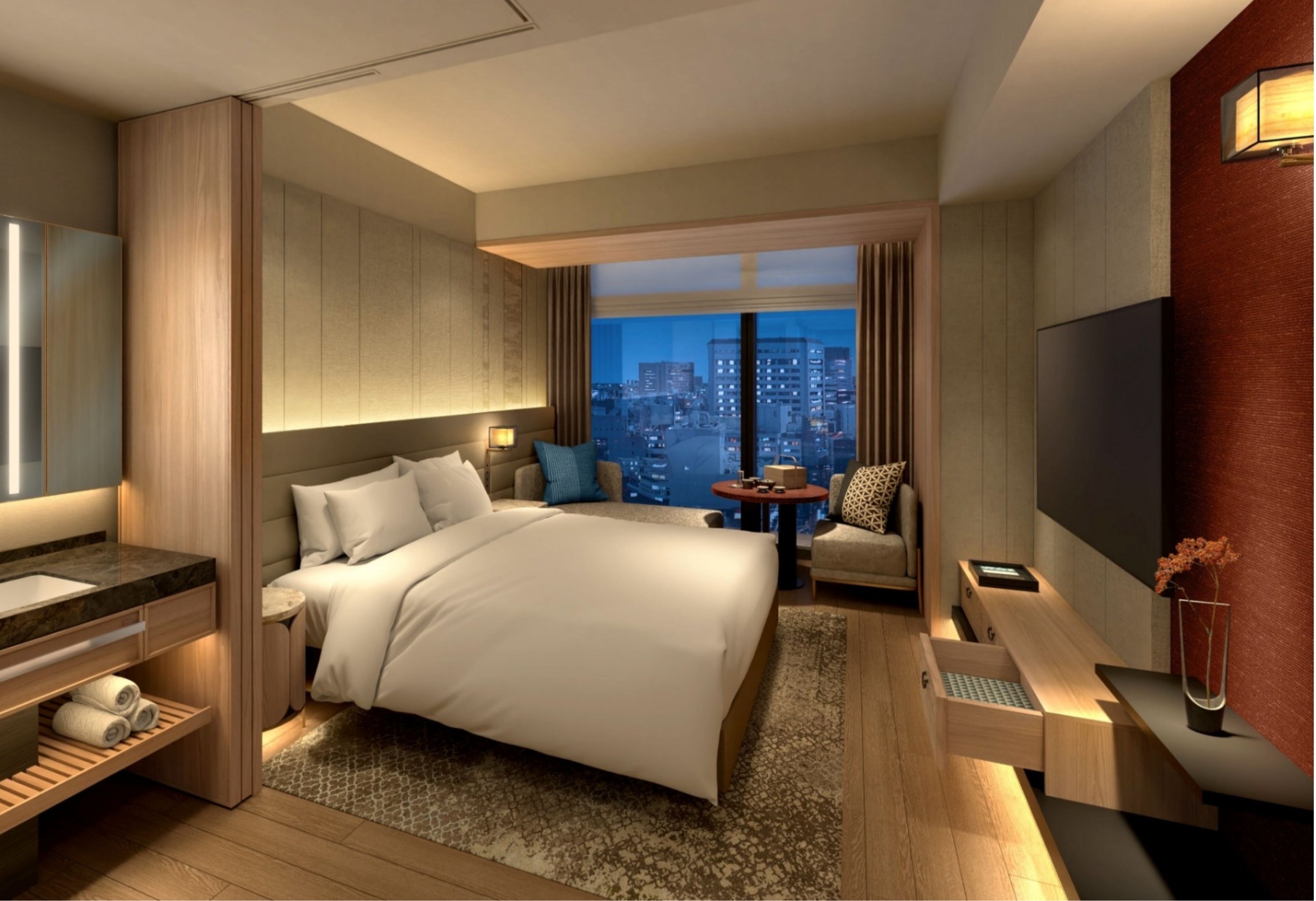 The luxury hotel-in-residence with 92 units incorporates elements of kimono culture, tradition and craftsmanship into its design and stay experience. — Photo by The Ascott Limited