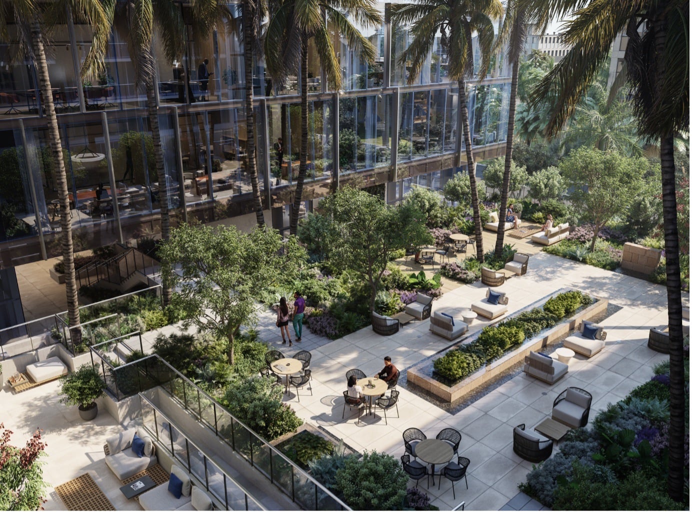 The courtyard at THE WELL Bay Harbor — Photo by Hotel Mogel Consulting Limited