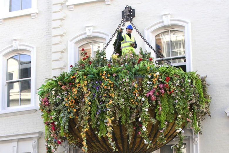 The world’s largest hanging flower basket unveiled at Hotel Indigo
