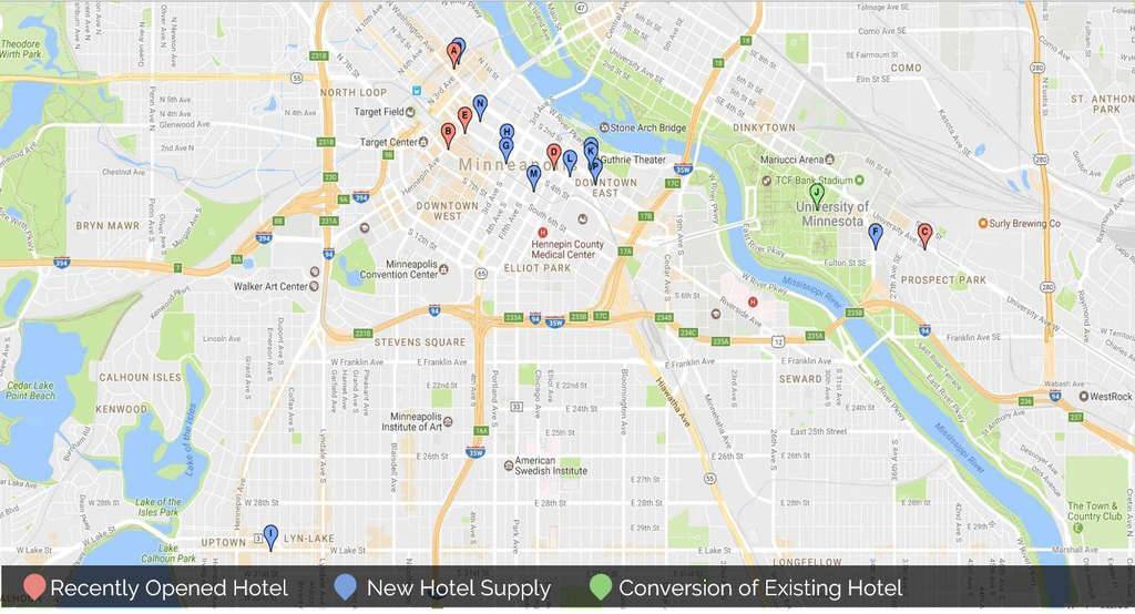 Recently Opened and Proposed Hotels Clustered in Downtown Minneapolis— Photo by HVS