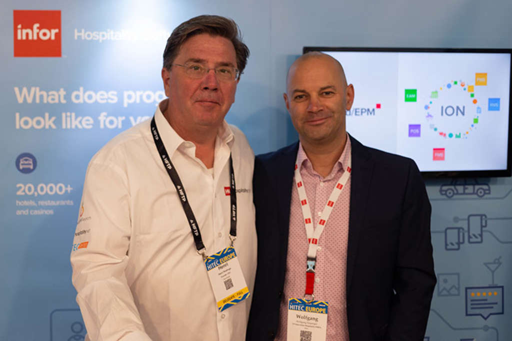 Henri Roelings (Hospitality Net) & Wolfgang Emperger at HITEC Europe 2019 — Photo by Hospitality Net