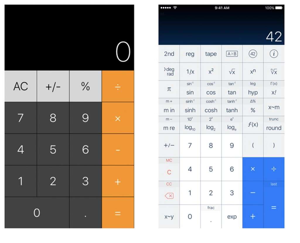 (the iPhone calculator vs. PCalc, a third-party app calculator, built for the ultimate math nerd) — Source: apaleo GmbH