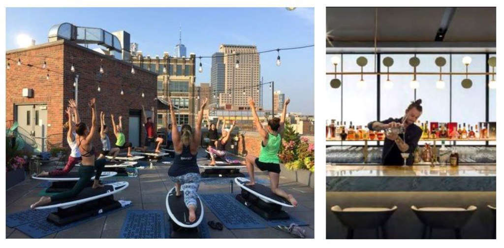 Figure 4 - Arlo hosts surf-inspired rooftop workouts and Figure 5 – Tribe’s café by day, bar by night— Photo by Source: www.Arlohotels.com