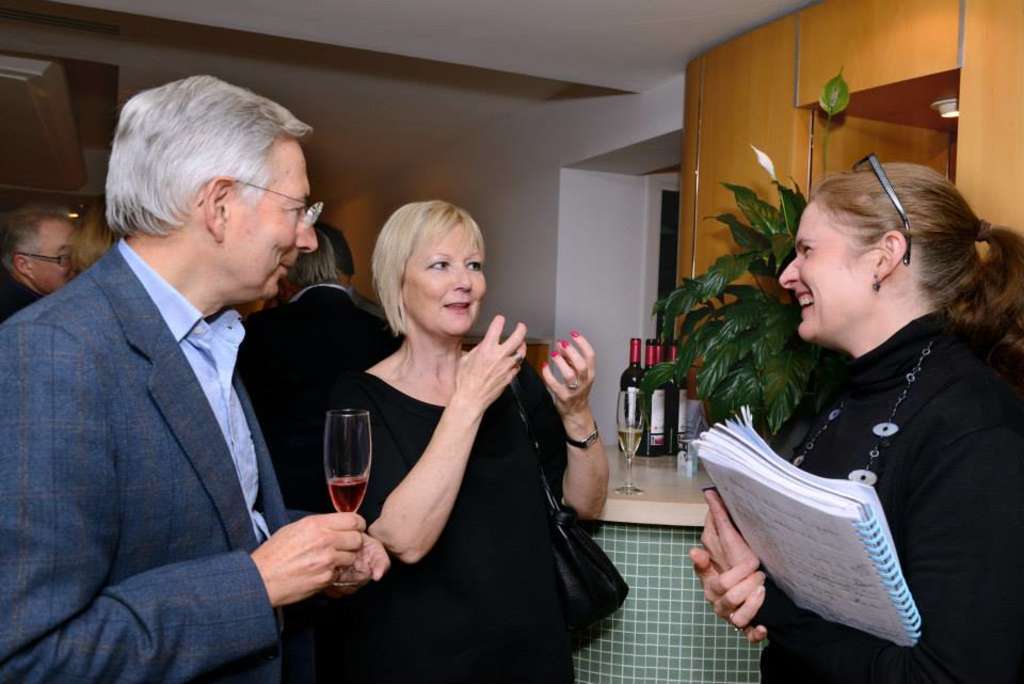 Visiting Fellows Howard Field and Jane Sunley with Principal Lecturer Angela Maher (2013)— Photo by The Oxford Cultural Collective