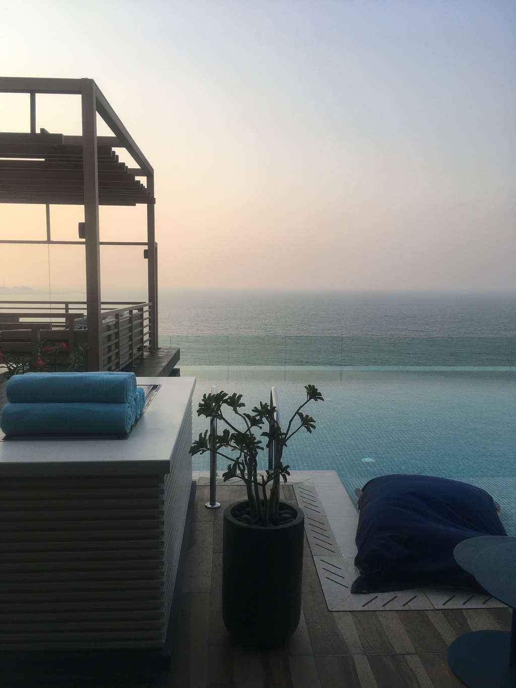 Looking out from the 6th Floor, Mandarin Oriental Jumeira, Dubai— Photo by Copyright Suzanne Godfrey