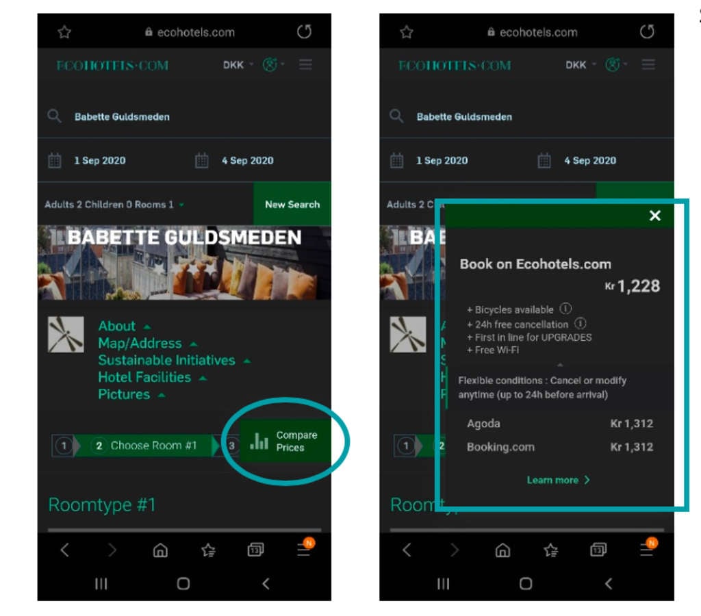 Eco Hotels – Price Comparison Tab — Photo by The Hotels Network