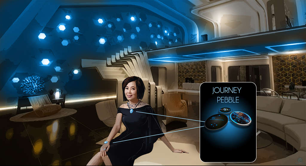 Journey Pebble is an encrypted digital wearable that helps hotels personalize guests’ stays according to their preferences.— Photo by The Gettys Group