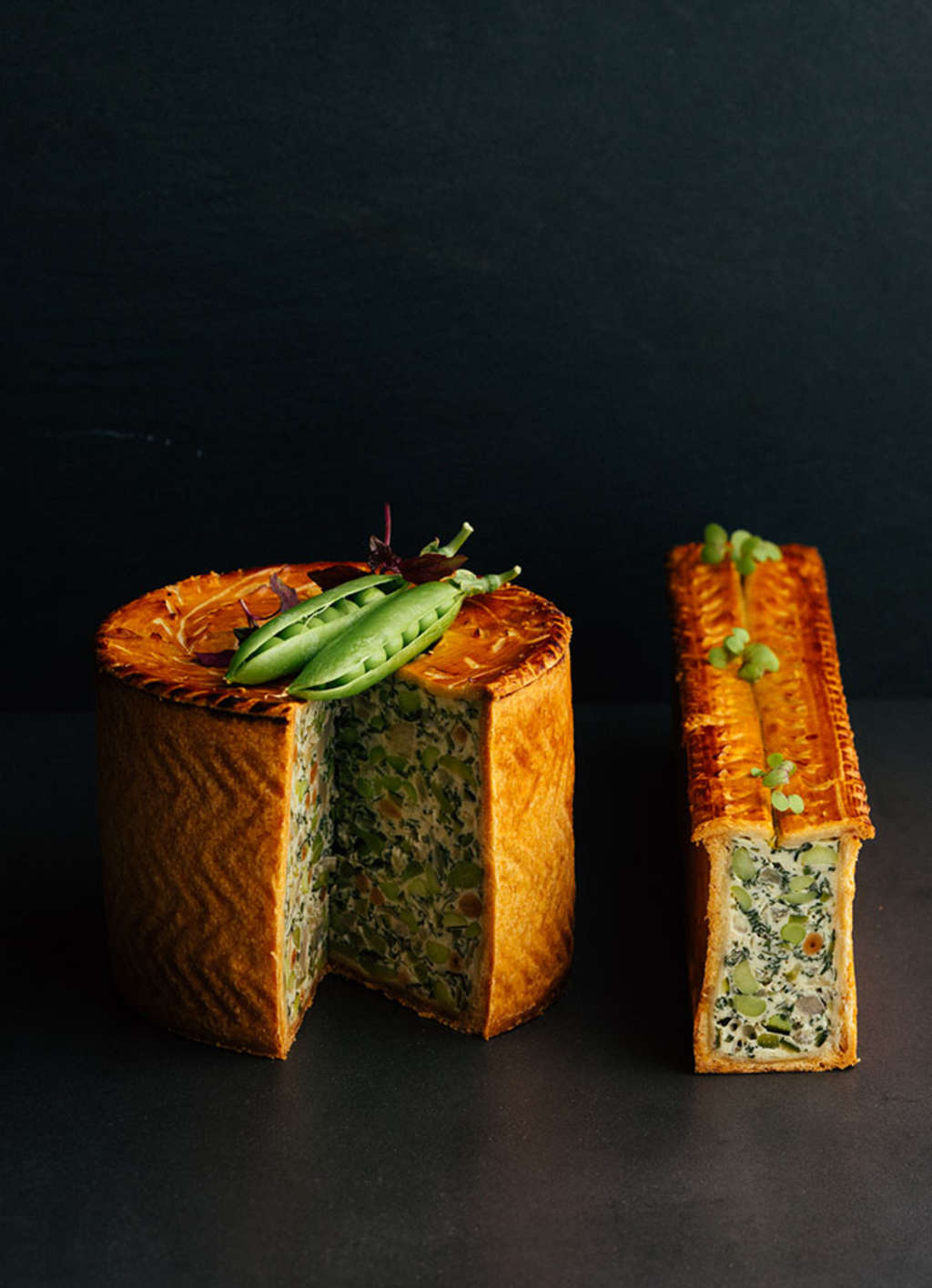 Pâté en croûte et légumes verts:  Le Grand Livre de la Charcuterie — Photo by EHL