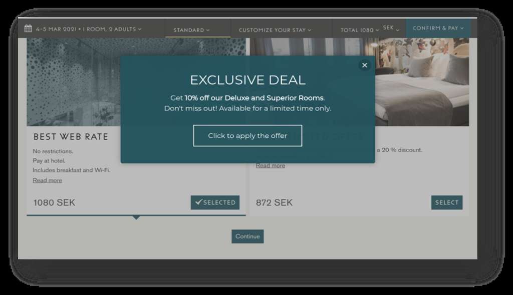 Layer with a 1-click promo code for UK visitors — Photo by The Hotels Network