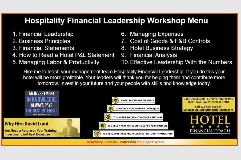 Hospitality Financial Leadership - For Non Financial Mangers Workshop Program Menu