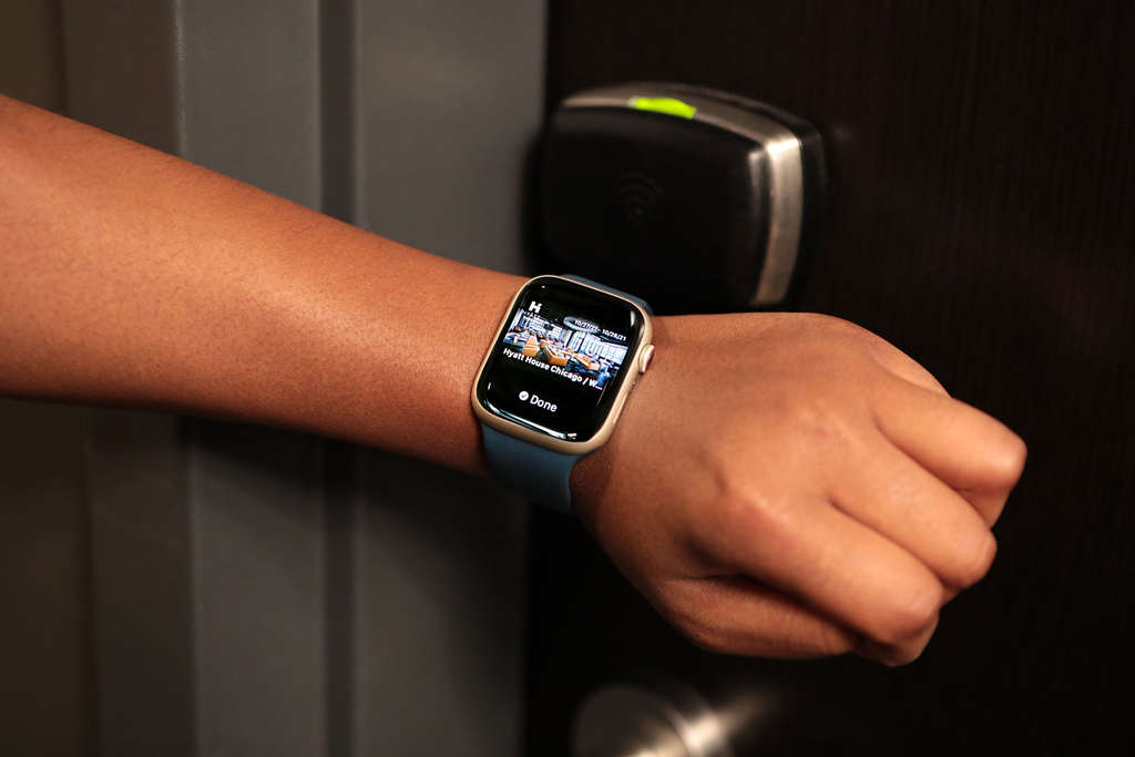 Hyatt is the first hotel brand to offer room keys in Apple Wallet on iPhone and Apple Watch, beginning at six participating U.S. hotels — Photo by Hyatt