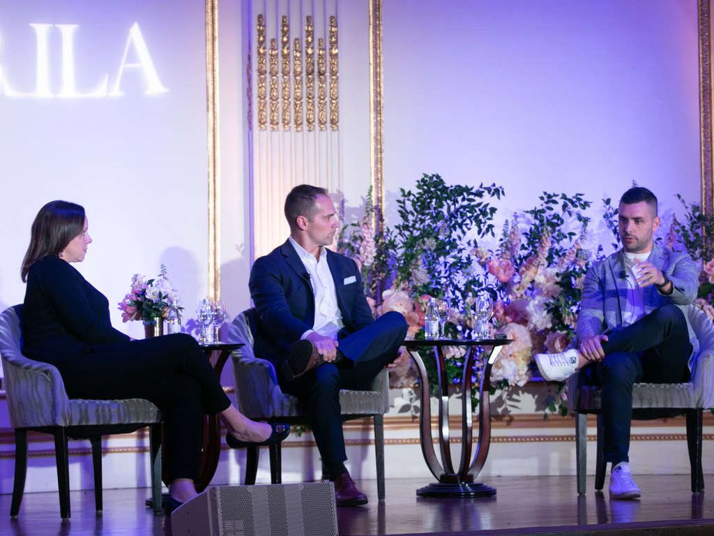 Hospitality Innovation Roundtable with Sara Masterson (Olympia Hotel Management), Michael Heflin (Stayntouch), and Luca Zambello (Jurny) — Photo by BLLA