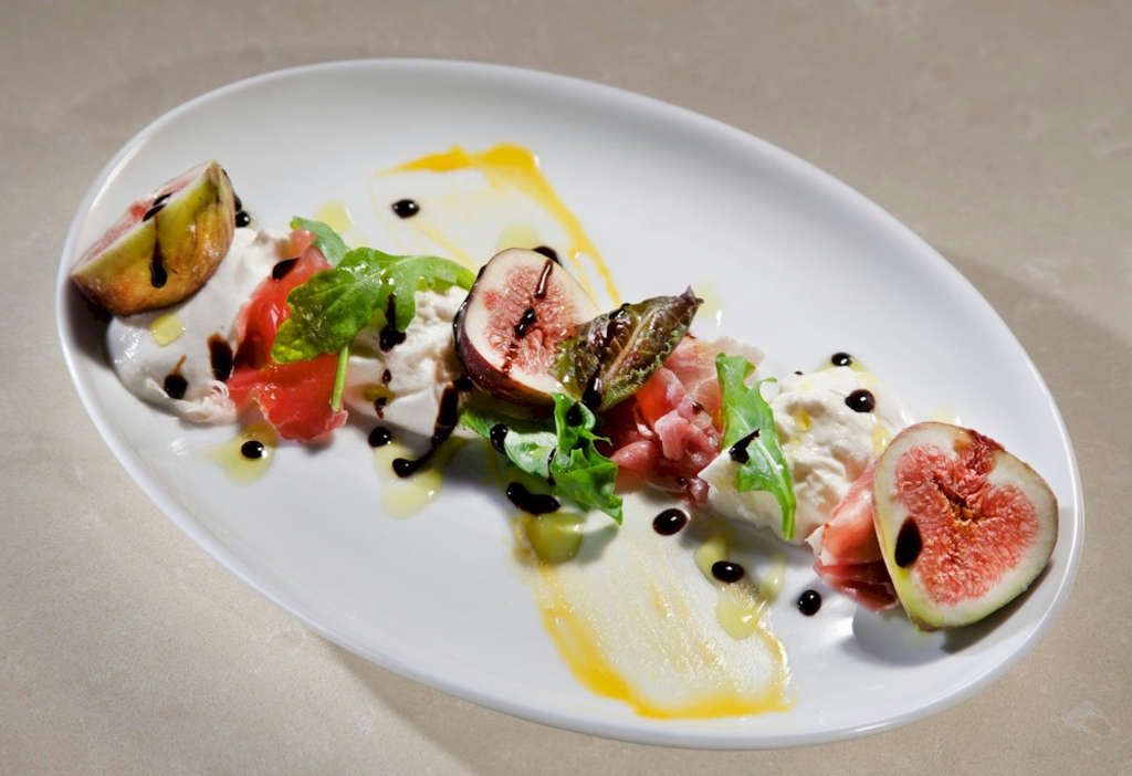 Hilton Boston Back Bay's on-site restaurant, Forty Dalton, serves up Fresh Fig & Burrata salad with Balsamic drizzle.— Photo by Remington