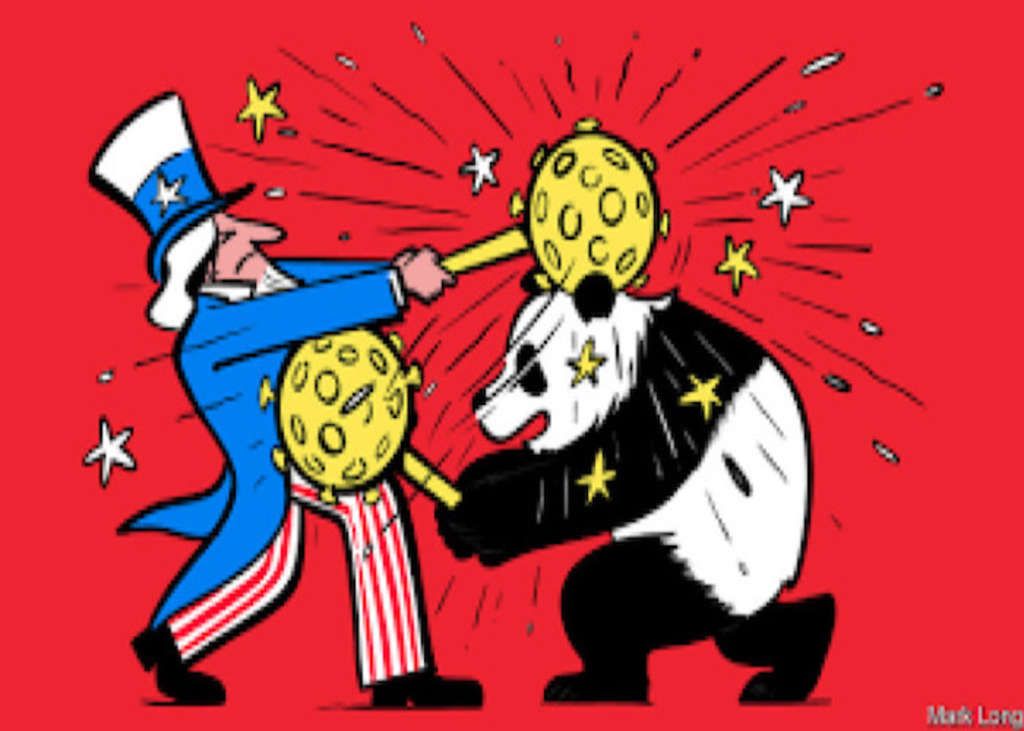 Political cartoon, using Covid-19 virus as weapons  — Photo by Mogul Hospitality Corp