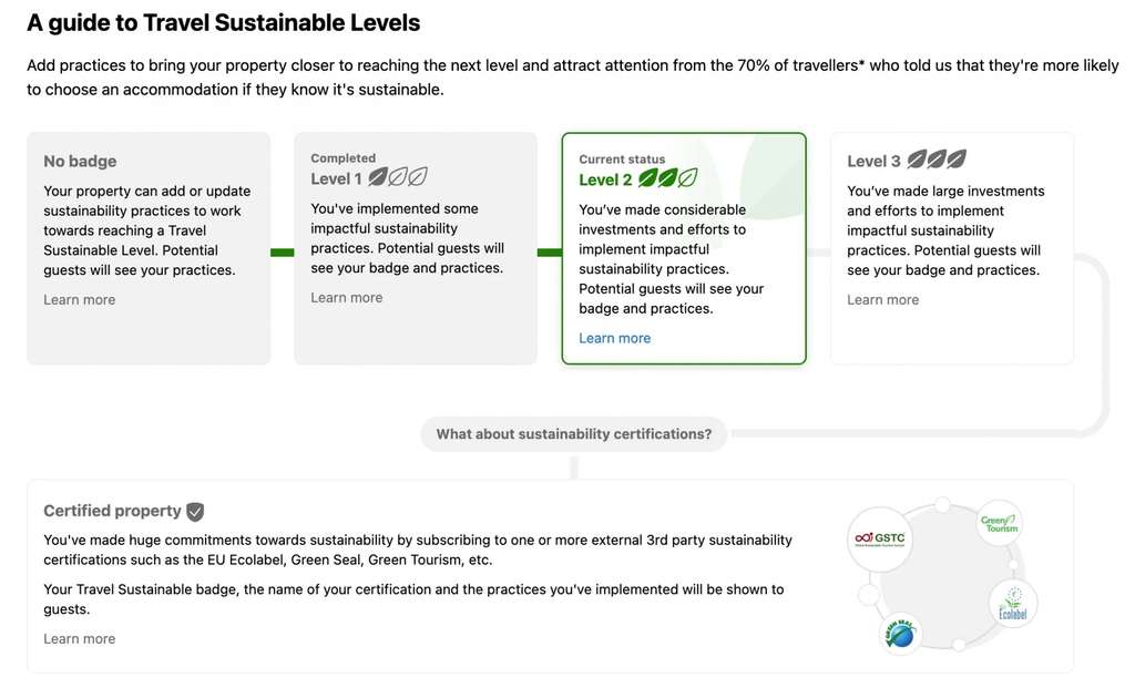 A guide to travel sustainable levels— Source: Booking.com