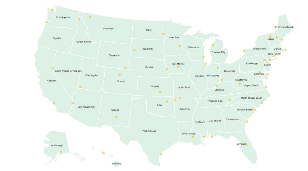 Based on the top proportion of family nights booked per state in first half of 2023 for summer checkin between June-August— Source: Airbnb