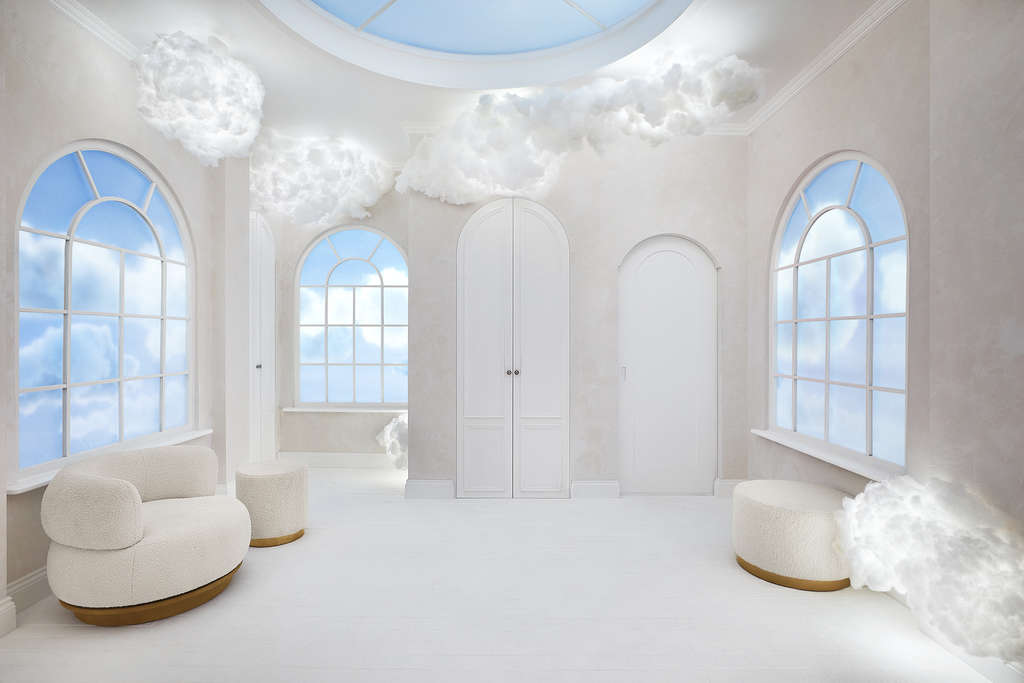 This is an ethereal and interactive space with a changing dreamscape that literally reflects the design of five of the designer’s freshest pieces. — Photo by Airbnb