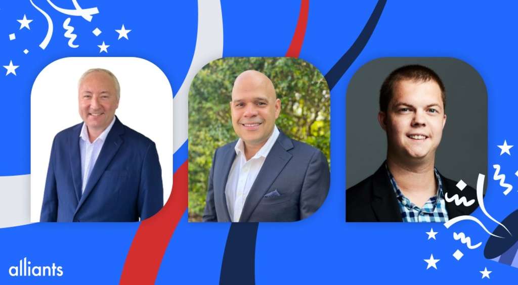 (L to R): Gareth Fraser, VP Sales Enablement & Operations, Alberto Santana, Chief Revenue Officer​​​​​​​, and Aaron Smith, Enterprise Sales Executive — Photo by Alliants