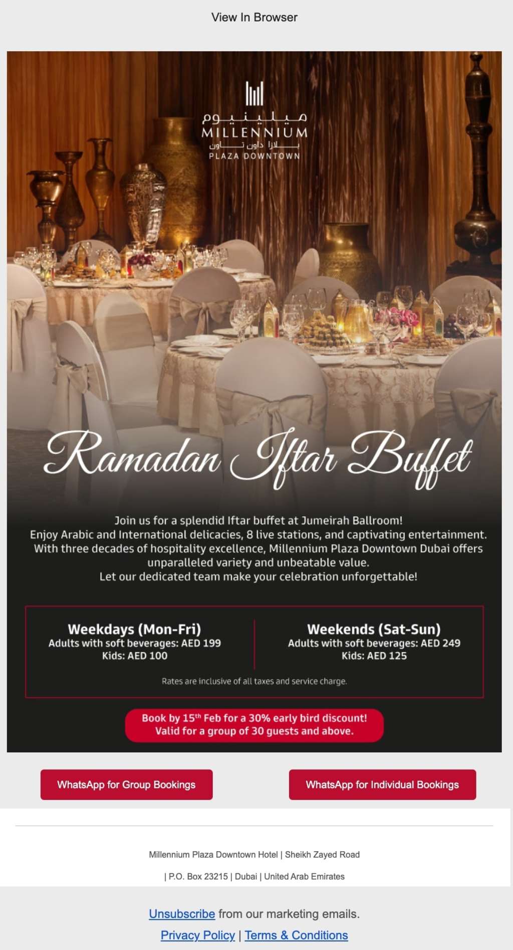 Millennium Plaza Downtown Hotel - Ramadan campaign — Photo by Revinate, Inc.