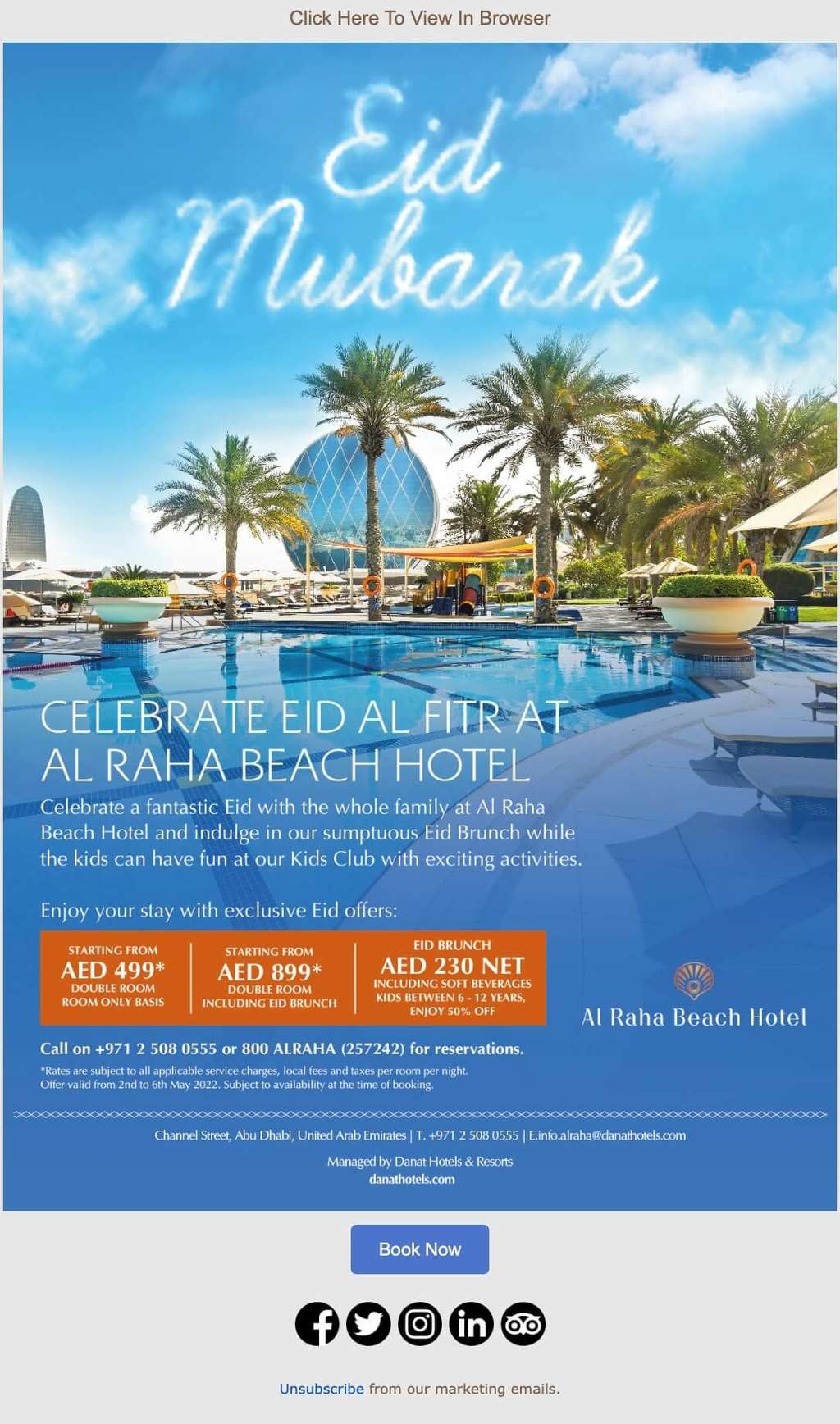 Al Raha Beach Hotel Eid al-Fitr campaign— Photo by Revinate, Inc.