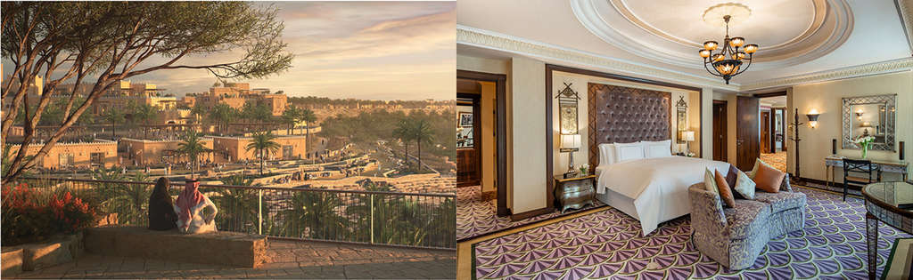 (l) Orient Express DIRIYAH GATE - (r) Raffles Makkah Palace Suite — Photo by Accor