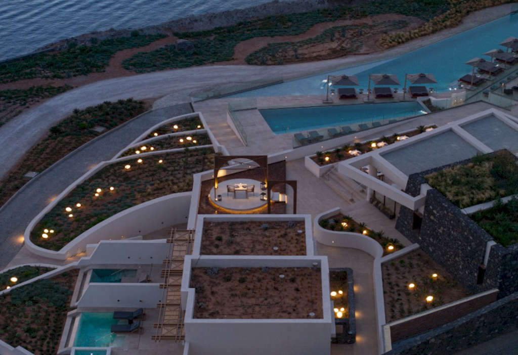 Santo Collection’s onsite gardens, where the chefs source fresh herbs, vegetables, and fruits for various dishes across the on property restaurants — Photo by Metaxa Hospitality Group