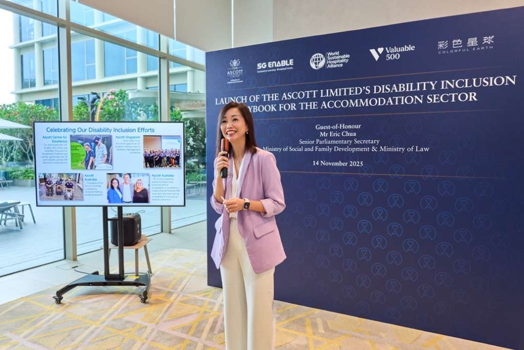 Ms Beh Siew Kim, Chief Financial & Sustainability Officer, Lodging, CapitaLand Investment announced a comprehensive set of commitments, structured around the Disability Inclusion Playbook’s five-pillar framework. — Photo by The Ascott Limited