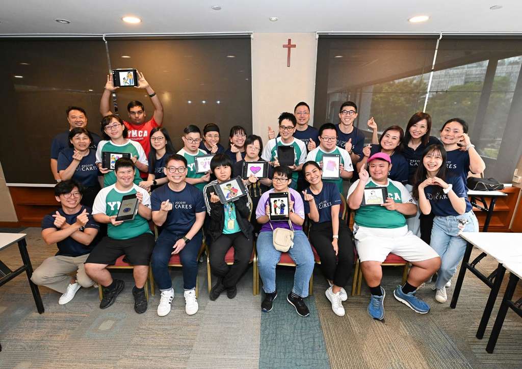 A behind-the-scenes look at the collaboration between artists from SG Enable’s i’mable Collective and Ascott associates to create artwork inspired by Ascott’s sustainability framework, Ascott CARES. The artwork is featured on the front and back covers of the playbook and will be showcased globally across upcoming Ascott CARES apparel and collateral. — Photo by The Ascott Limited